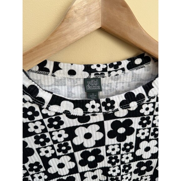 Wild Fable Black White Flowers Floral THREE PIECE SET Hoodie, Top, Pants Small - Picture 5 of 13